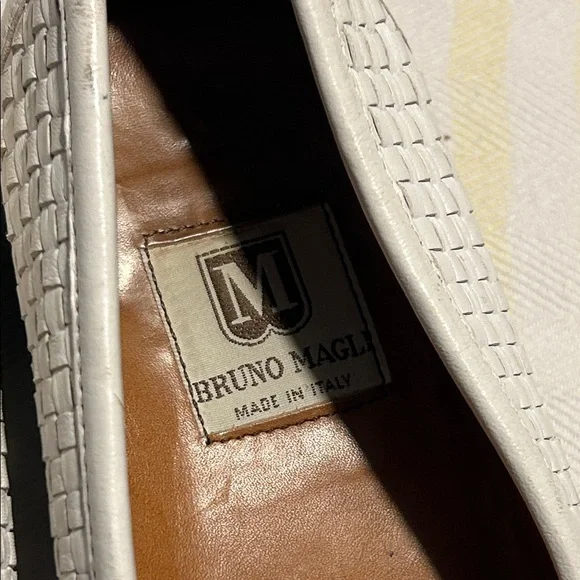 Bruno Magli Woven White Leather Penny Loafers size 7.5 fit like an 8.5 women’s - Picture 2 of 8